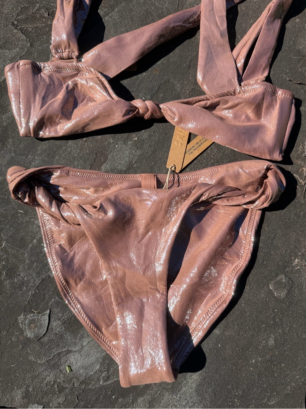 SKIMS Women’s Shimmery Mauve Bikini Set - Pink